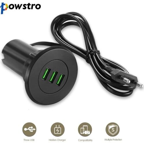 5V/3.1A Three-USB Port Hub Grommet Desktop Hole USB Charger Portable Adapter Fast Charging For IPhoneor Other Smart Cellphones