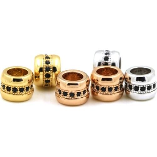 3pcs/lot Micro Pave space Bead / CZ Bead / Cubic Zirconia beads , Men Bracelet Charms, Pave Beads, Bracelet Charms