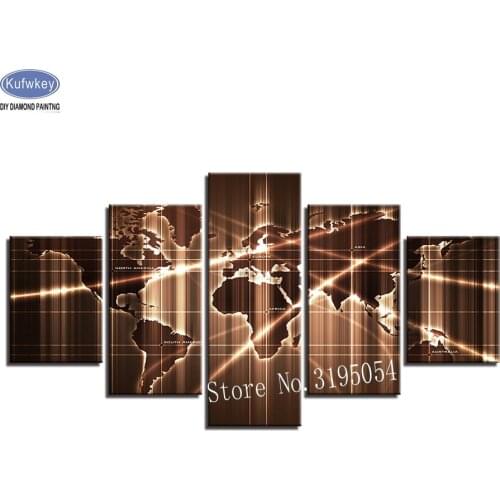 5 Pieces World Map Full Diamond Painting cross stitch 5d diy Diamond Mosaic bead embroidery Pattern Abstract Pictures home Decor