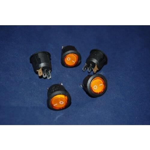Lot of 5 Pcs Round Yellow Light Illuminated 2 Position Rocker Switch 3 Pin 12V AC/DC Boat switch