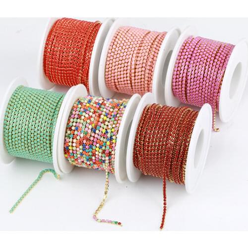5yard 3/4mm Top Grade More Colors Acrylic Rhinestone Cup Chain Apparel Rhinestone Trim Sewing Strass Cup Chain For DIY Clothing