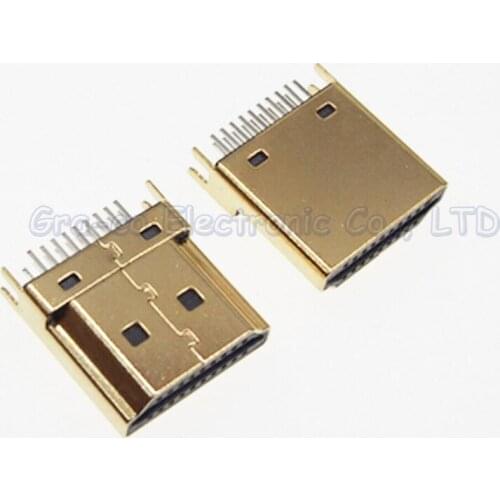 50pcs Gold plating 19Pin HDMI Jack HDMI Male Plug 19P A Type thickness of splint 1.6