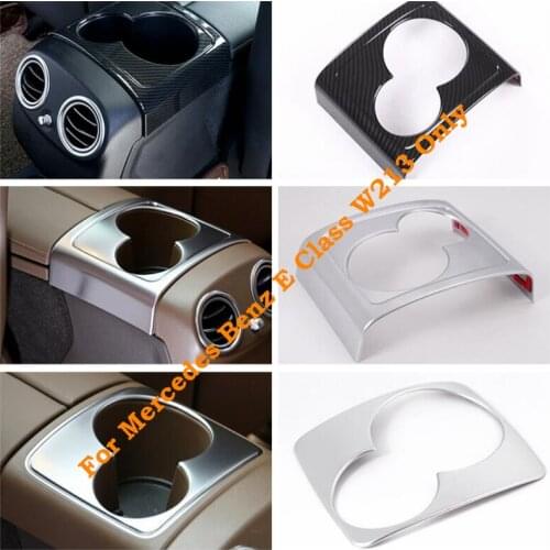 Accessories For Benz E-Class W213 2016 2017 2018 Armrest Box Rear Water Cup Holder Frame Panel Cover Trim Matte Carbon Fiber