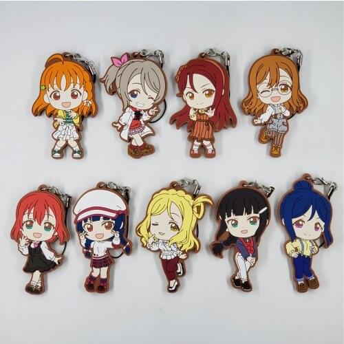 Love Live Anime keychain Kotori Nico Rin Umi Maki Chika Dia Riko Yoshi kc Kunikida Kanan Rubber Keychain Keyring Phone Strap