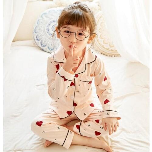 2-12yea Children Pajamas Baby Clothing Set Kids Cardigan Feather Sleepwear Autumn Cotton Nightwear Boys Girls Pyjamas Pijamas Se