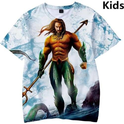 3 to 14 years kids t shirt Movies Aquaman 3d print tshirt boys girls t-shirt harajuku Kids Tops cartoon Tee shirt Teen clothes