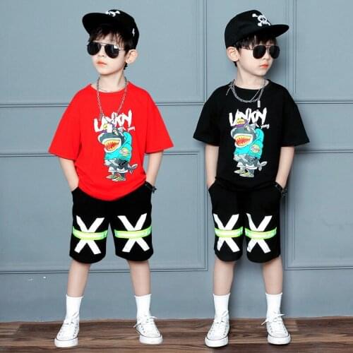 Summer Teen Boys Girls Clothing Sets Short Sleeve T Shirt & Harem Shorts For 4 6 8 10 12 14 Yrs Child Boys Hip hop Dance Outfits