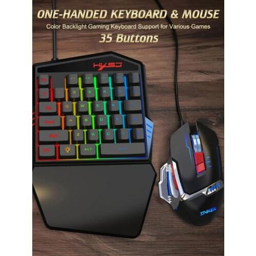35 Buttons One-handed Keyboard And Mouse Color Backlight Gaming Keyboard Support For Various Games For Windows IOS