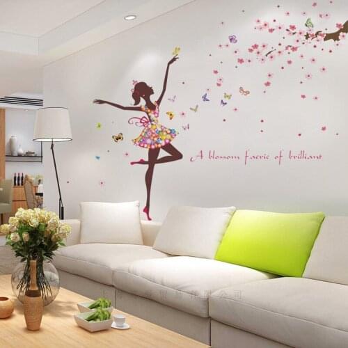 Graceful ballerina girl wall sticker PVC Material DIY art wall decals for Living room Childrens room bedroom decor sticker