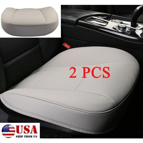 2PCS PU Leather Car Front 3D Full Surround Gray No Backrest Seat Cover Cushion Universal