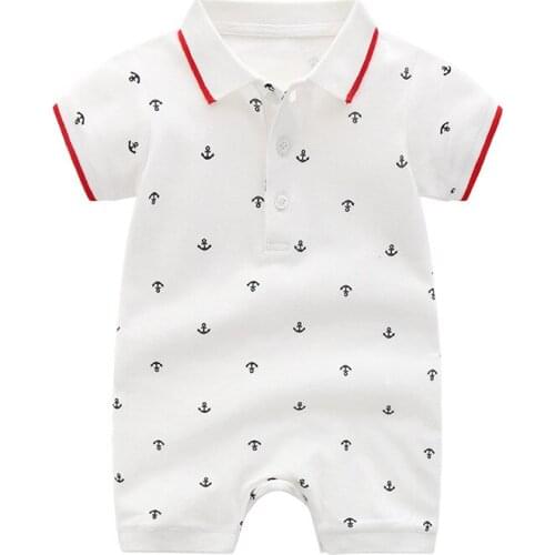 Summer baby clothes Unisex Cotton Striped Short sleeve ropa bebe handsome navy wind print newborn toddler baby boy girl rompers