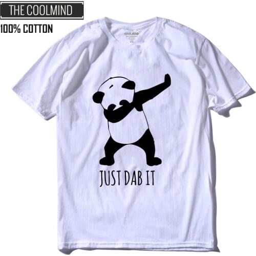 COOLMIND DA0111A 100% cotton summer loose just dab it panda print men t shirt casual short sleeve mens tshirt o-neck tee shirts