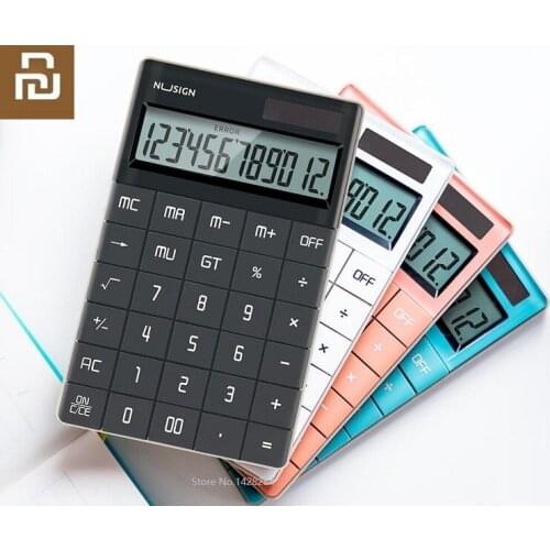 Youpin New Mini Handheld 12 Digits Display Electronic Calculating Calculator Dual Power Tablet button for Students Office