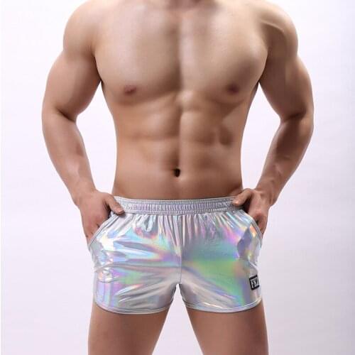 Fashion Stage Shows Shorts Boxers Mens Gilded Faux Leather Inner Ice Silk Soft Casual Loose Shorts Lounge Underwear Underpants