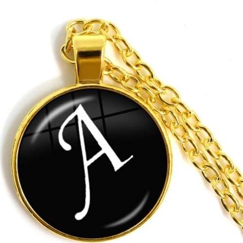 Hot Fashion A-Z Letter Name Necklace For Women Mens Glass Dome Pendant Anniversary Birthday Jewelry Gifts