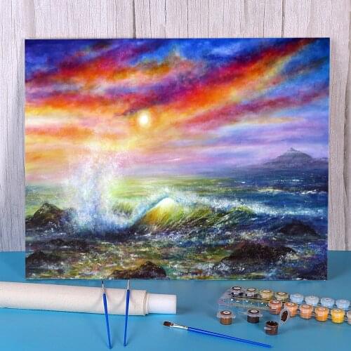 Natural Scenery Sunset Sea DIY Painting By Numbers Set Acrylic Paints 40*50 Picture By Numbers Photo Home Decor For Handiwork