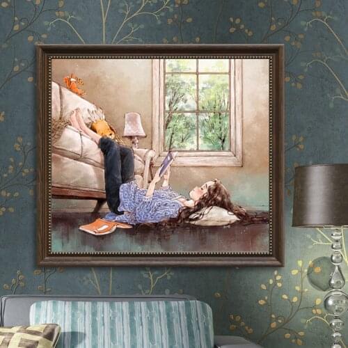 Read cross stitch kit DMC brand thread animal dog count canvas fabric embroidery handmade needlework craft