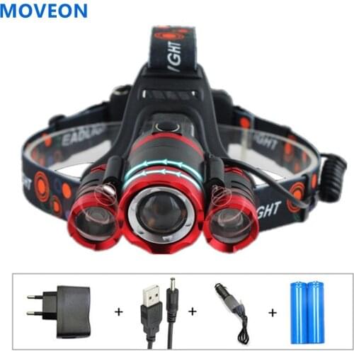 Flashlight Forehead 12000 Lumens 3T6 18650 Rechargeable Headlamp Head Torch Zoomable LED Fishing Hunting Light Headlight
