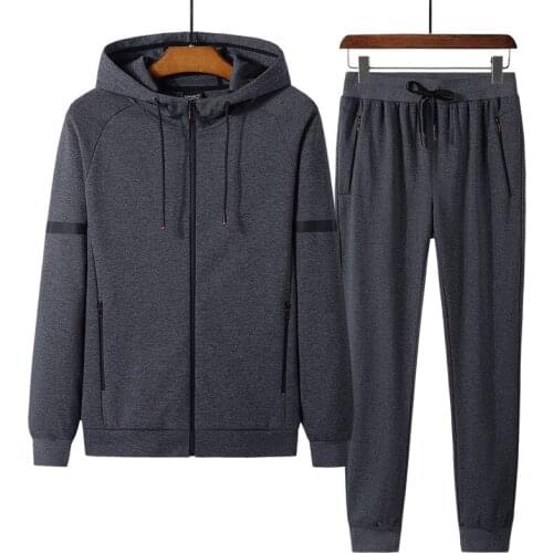 8XL Autumn Men Sport Suit Ccotton Loose Hoodie Jacket Sweartshirt+pant Running Jogger Fitness Casual Gym Set Spotswear Tracksuit