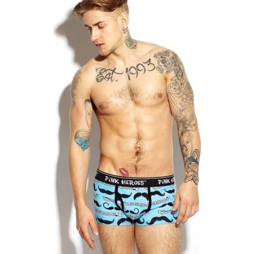 Pink Heroes Underwear Mens Boxer Shorts Male Panties Fashion Underpants Cotton Comfortable Breathable Sexy U-shaped Pouch