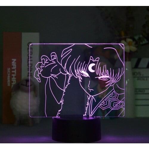 Plug In Night Light LED Anime Desk Lamp Bedroom 3D Nightlight Inuyasha Sesshoumaru Smart Phone Control Childrens Kids Fans Gift