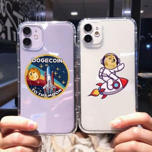 Funny Astronaut Space Dog Clear Phone Case For iPhone 11 12 Pro MAX XR 7 X XS SE2020 8 6 Plus Planet Soft Silicone Cover Fundas
