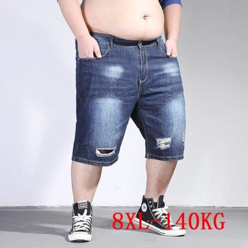 Plus size 8XL 48 50 loose denim shorts summer men shorts hoole vintage large size oversize black denim shorts jeans loose cool