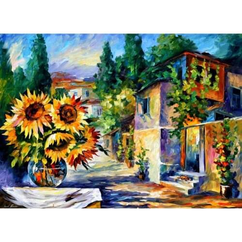 Contemporary art greek noon hand painted knife paintings landscape oil on canvas High quality