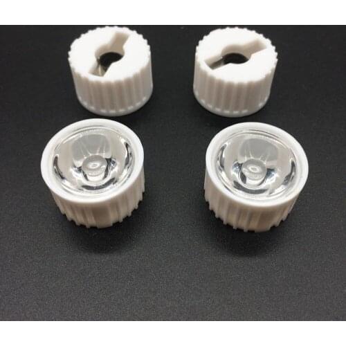 100pcs 5/8/15/25/30/45/60/90/120 degrees LED Lens With white Holder For 1W 3W 5W High Power LED Lamp Light