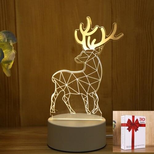 LED Christmas Deer Night Light Novelty Illusion Table Lamp For Festival Bedroom Child Party Decor Indie Adult Kids Birthday Gift
