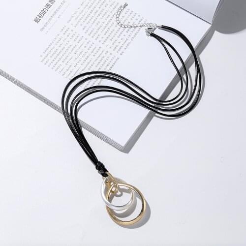 Vintage Long Chains Suspension Circles Pendants Necklace Fashion Costume Jewelry for Women Collar Trend Accessories Neck Chokers