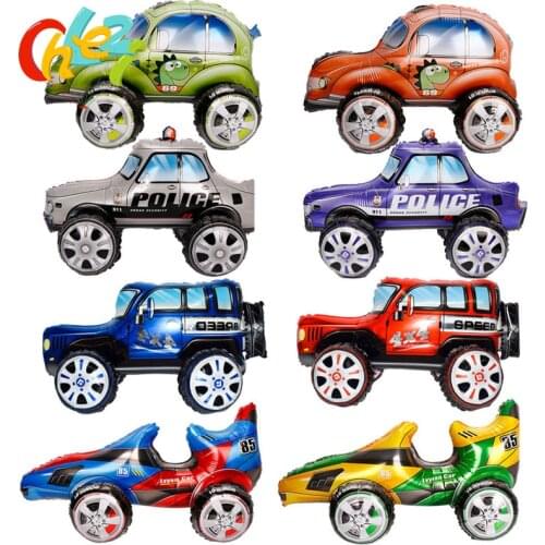 Large 4D Car Foil Balloon SUV Police Racing Car Ballon Children Gifts Baby Shower Boys Birthday Party Decorations Kids Toys