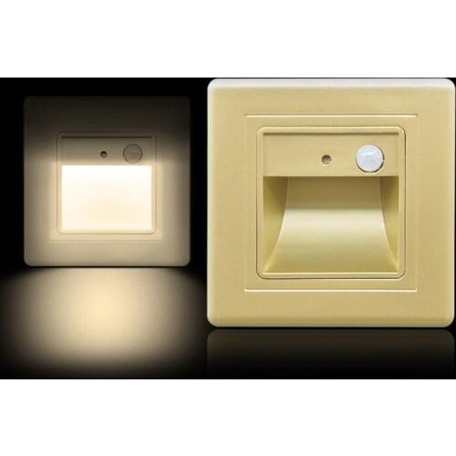 3W Recessed LED Stair Light Motion Sensor 85-265V led Wall foot lamp Human Body Induction Stairway Footlight Corner Wall Lamp