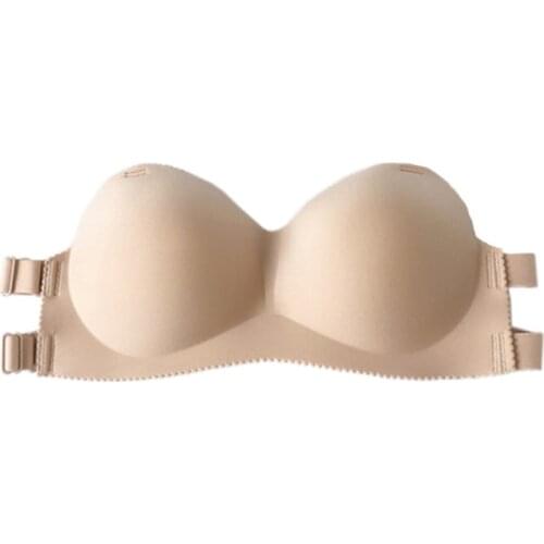 Women Sexy Backless Invisible Bra Push Up Lingerie Seamless Brassiere No Sewing Bra Black Strapless Bandeau