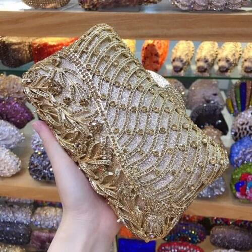 Women gold/silver/blue/red/purple party/wedding/prom/cocktail/dinner crystal diamond clutch evening bags day clutches bag purses