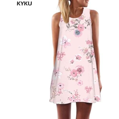 KYKU Flower Dress Women Art Boho Colorful Ladies Dresses Romantic Office Womens Clothing Vintage New Wrap High Quality