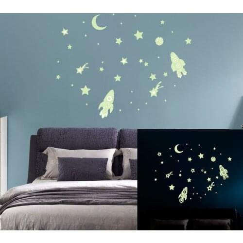 1PC Fluorescent Wall Sticker Stars Moon Home Decor Luminous Space Planets Wall Stickers Boy Children Room DIY Decals