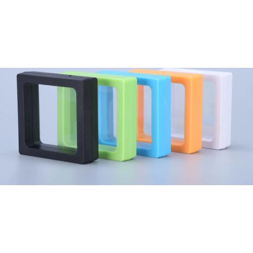100pcs 9*9*2cm PET Membrane Jewelry Ring Pendant Display Stand Holder Packaging Box Protect Jewellery Stone Floating case SN142