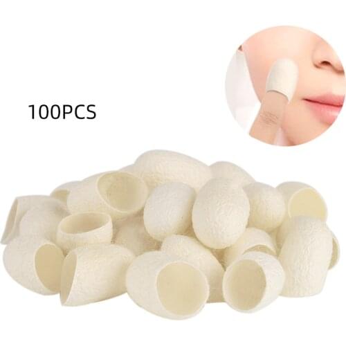 2021 New 100pcs Silkworm Balls Purifying Exfoliating Scrubing Cocoons Finger Sleeves Blackhead Remover Natural Facial Skin Care