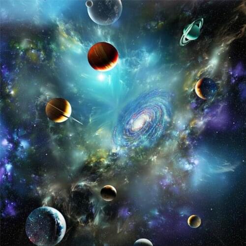 Wellyu Custom large-scale mural 3d wallpaper space star solar planet 3D ceiling zenith mural background wallpaper