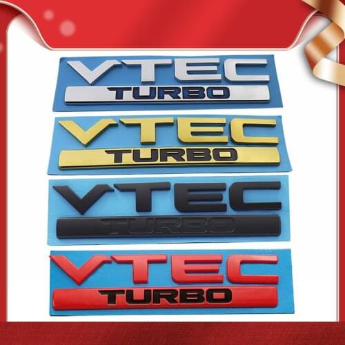 3D Premium VTEC TURBO for Civic CRV Jazz Accord City car Hood Fender trunk Rear Bonnet Nameplate Decal Emblem Badge Sticker