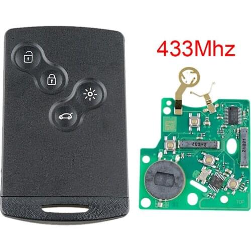 433Mhz 4 Buttons Black Replacement Car Remote Key Fob with ID47/7952 Chip fit for Renault Megane Scenic Laguna Koleos Clio