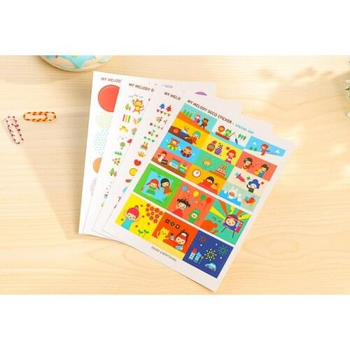 6pcs Lovely my melody deco PVC Sticker Kawaii DIY Scrapbook Diary Phone Decoration Paper Sticker for Kids Gifts