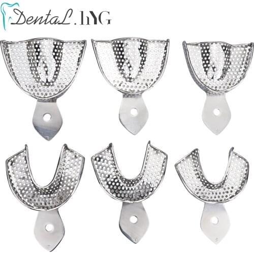 6pcs/set Dental Impression Tray Stainless Steel Teeth Tray Autoclavable Denture Instrument Trays Dentist Tools Teeth Holder Tray