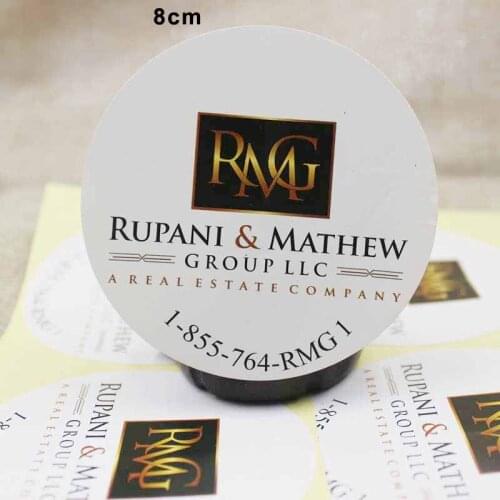 8cm round self adhesive sticker label products glossy lamination label for gifts/candy faovrs custom logo 1000pcs