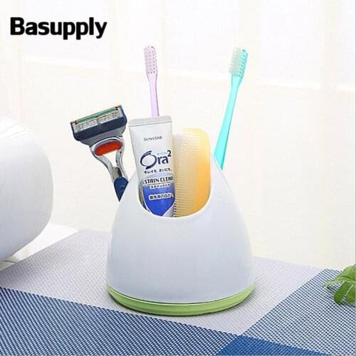 Basupply 1Pc Creative Toothbrush Holder Squeeze Toothpaste Rack Shaver Storage Rack Kitchen Bathroom Accessories