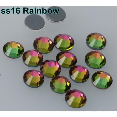 Free Shipping! 1440pcs/Lot, ss16 (3.8-4.0mm) High Quality DMC Rainbow Iron On Rhinestones / Hot fix Rhinestones