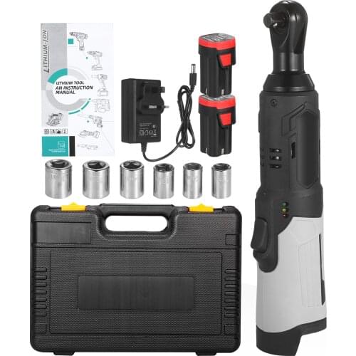 Cordless Electric Ratchet Wrench 3/8inch 80N.M 240RPM 18V Power Ratchet Wrench Kit with 2 Pack 6.0Ah Lithium-Ion Battery