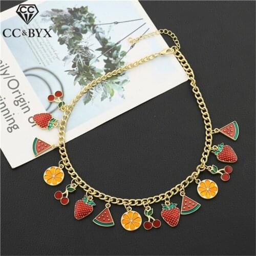 CC Necklace For Women Fruit Shape Engagement Wedding Accessories Fashion Jewelry Party Beach Charm Simple Design Crystal D063