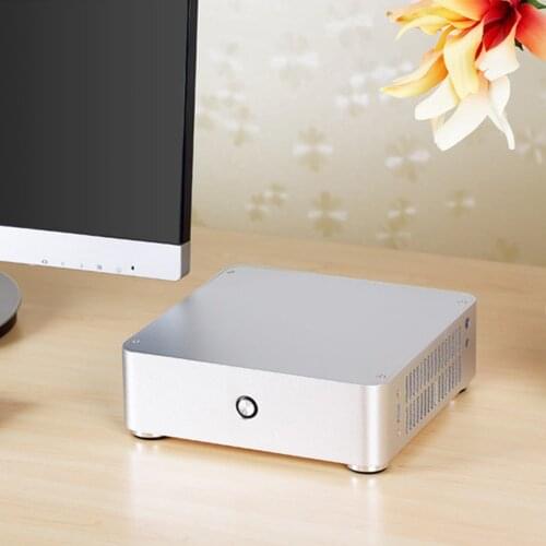 E-H60 Mini ITX Horizontal Computer Case Durable Office HTPC Chassis Aluminum Alloy Cooling Audio Gaming Without Power Supply